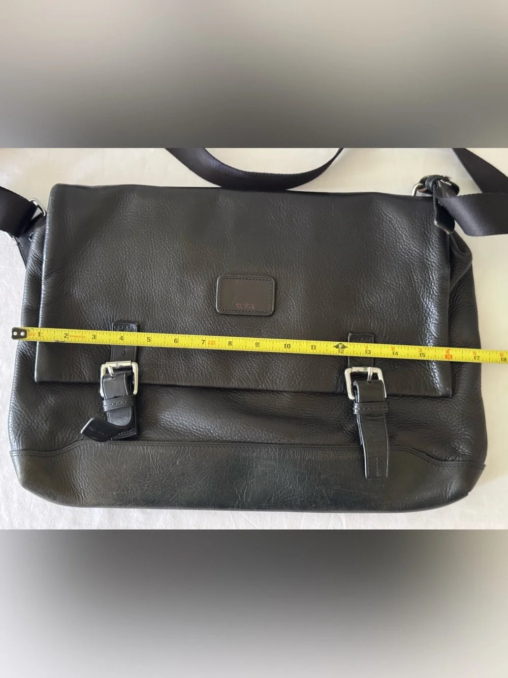 Vintage TUMI Black Pebbled Leather Messenger  Shoulder Bag